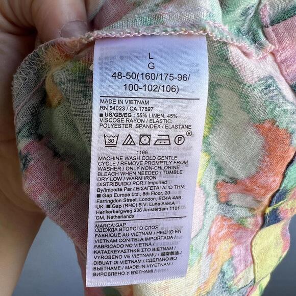 GAP Puffed sleeve linen-blend floral smocked midi Dress - Picture 10 of 14